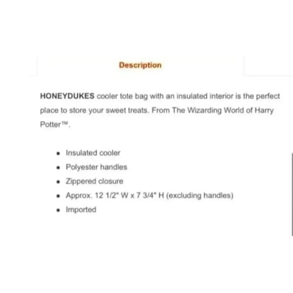 HoneyDukes Lunch Cooler Tote Insulated Bag Harry Potter Wizard Universal‎ #112 - Picture 5 of 5